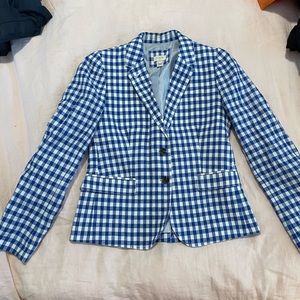 J Crew blue gingham blazer